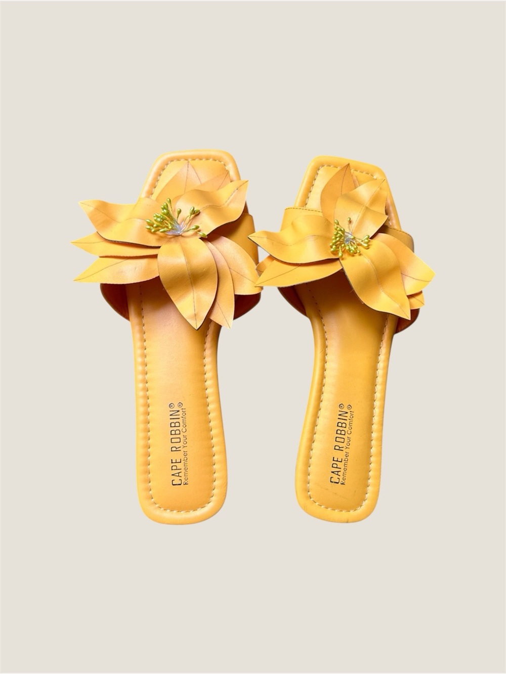 Cape Robbin Yellow Floral Appliqué Slide Mules
